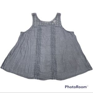 Vintage wash gray gauzy swing tank top Medium M Wild Pearl
